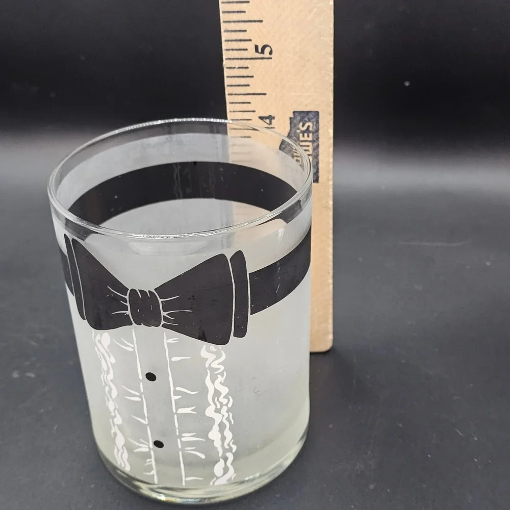 Vintage Culver Tuxedo Rocks Glass Mid Century Black Tie Cocktail‎ Barware